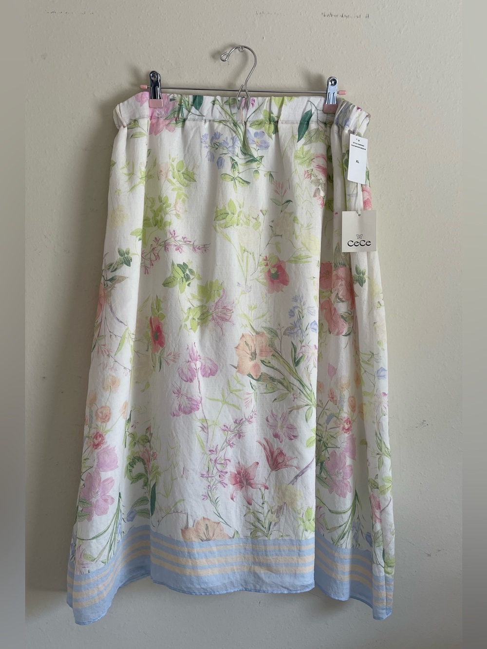 CeCe Cream Floral Maxi Skirt with Pastel Accents